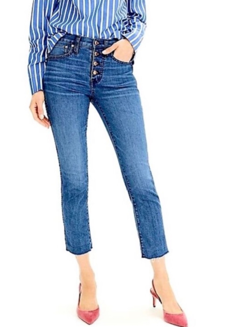 NWOT J. Crew Women's Cropped Frayed Hem Jeans size 28